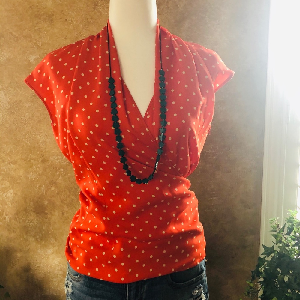 Valentino Orange polka dot blouse